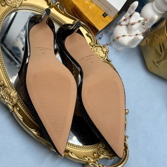 🆕 KURT GEIGER LONDON 🧿 NWOB Belgravia Shimmer Vinyl Mules, Black - Sz 37 US 7 - Picture 12 of 14